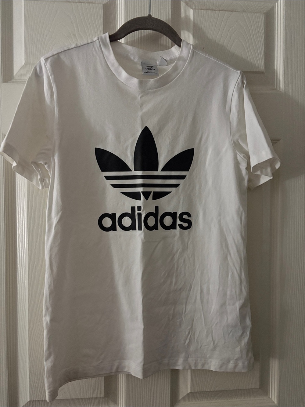 adidas White T-Shirt with Black Trefoil Logo